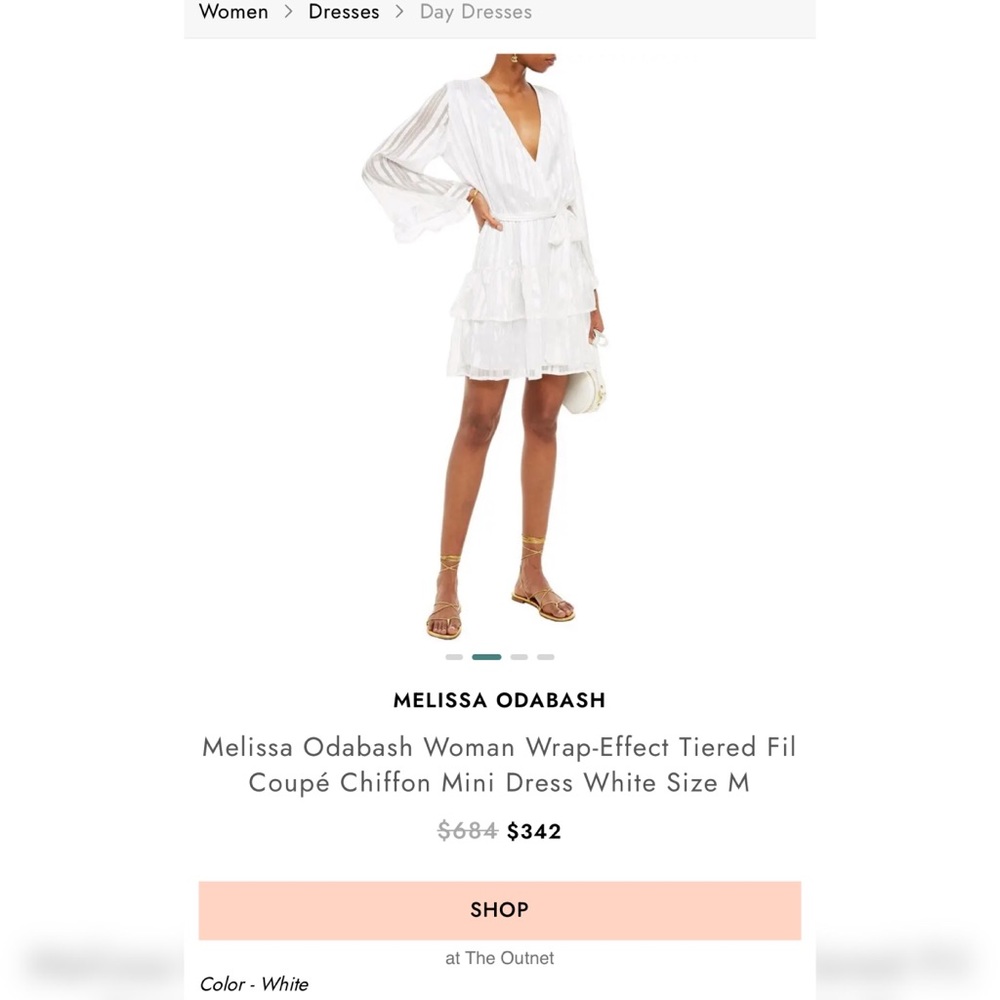 ❌SOLD❌ Melissa Odabash - Wrap-Effect tiered metallic stripe chiffon mini dress